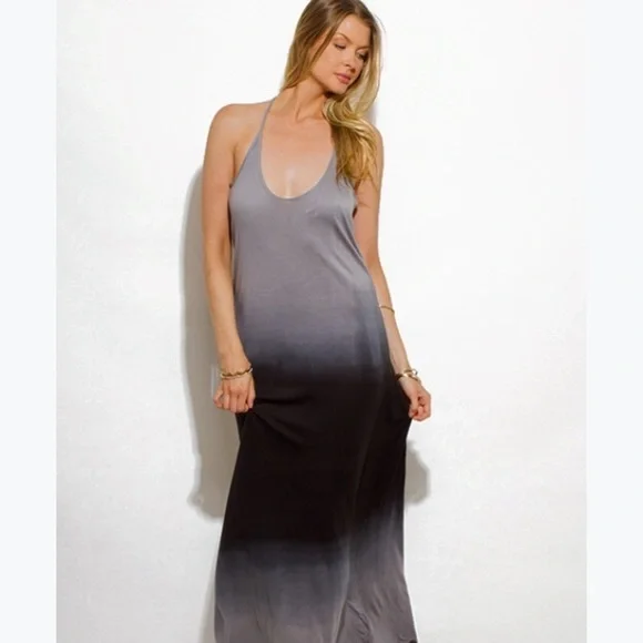 New Ombre Charcoal Gray Maxi Dress - Picture 1 of 4